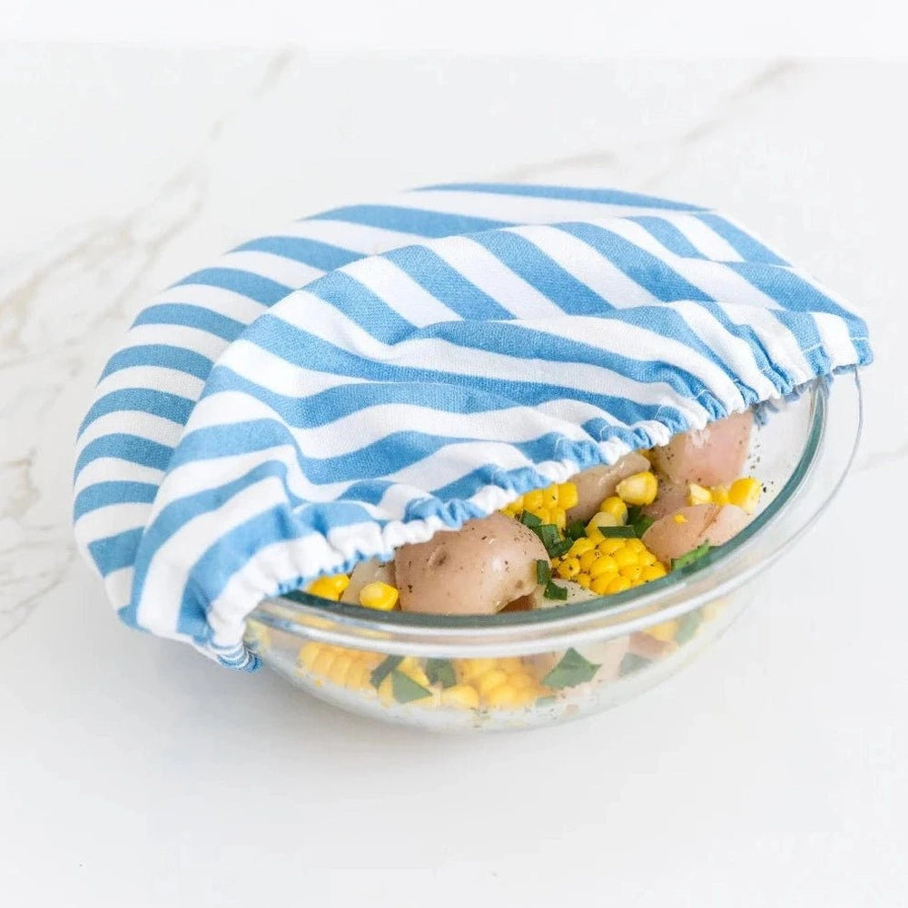 4MyEarth Large Food Cover Over Bowl - Denim Stripe Design.