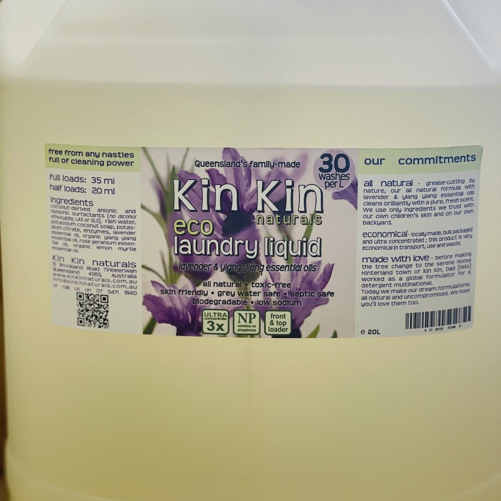 Kin Kin Naturals Eco Laundry Liquid Lavender &amp; Ylang Ylang Label