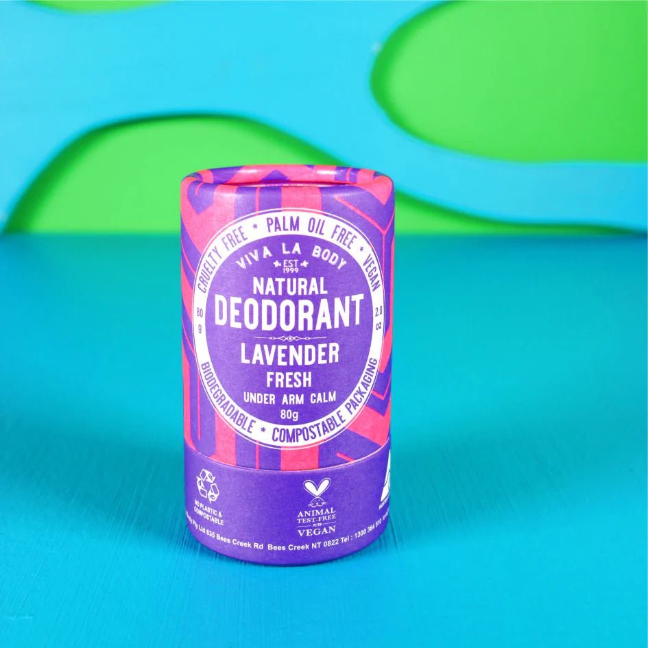 Lavender Fresh 80gm Deodorant Stick in Compostable Tube from Viva La Body, Urban Revolution.