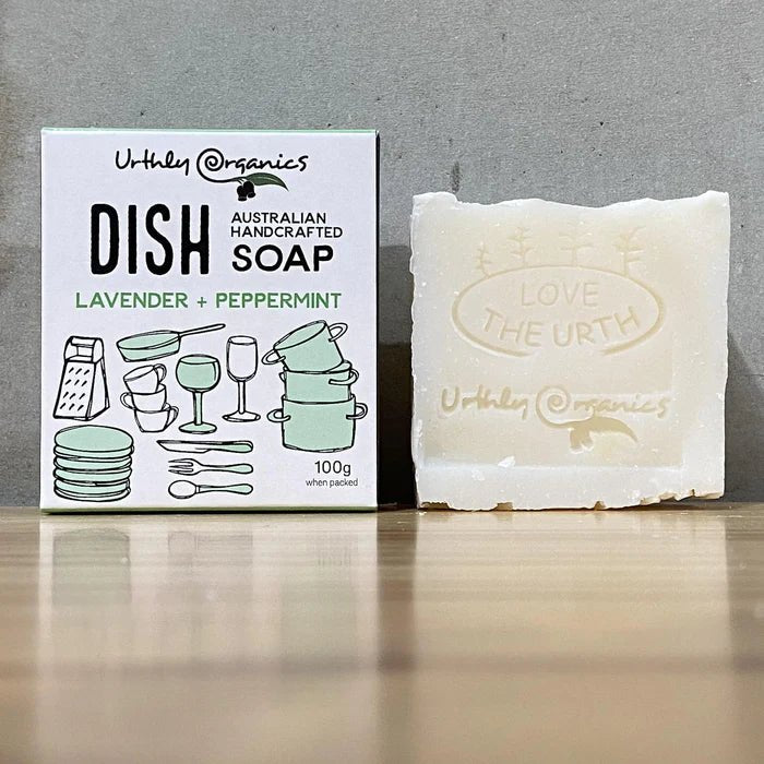 Lavender + Peppermint Dish Soap 100g Bar from Urthly Organics