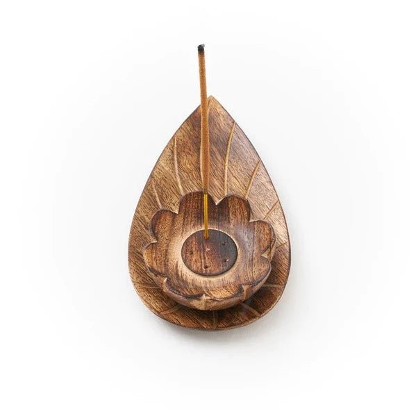Lotus Wooden Incense Holder with Incense Stick.