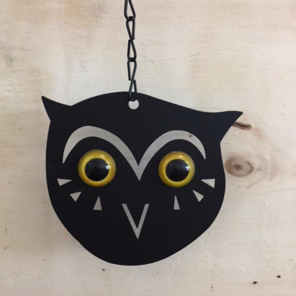 Metal Scare Owl Face with Reflective Eyes