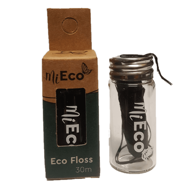 MiEco Bamboo Charcoal Dental Floss in Glass Dispenser - Urban Revolution