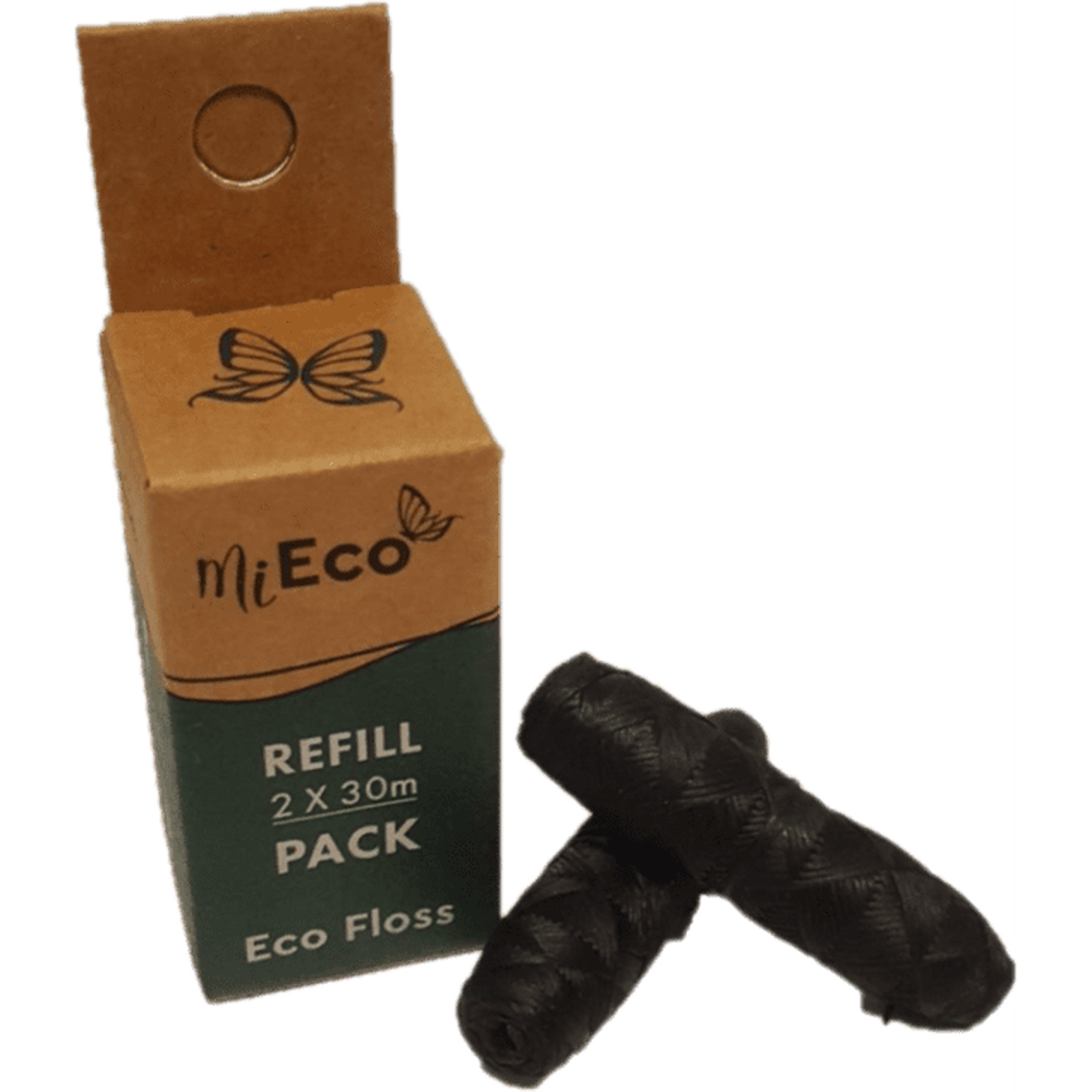 MiEco Bamboo Charcoal Dental Floss in Glass Dispenser - Urban Revolution