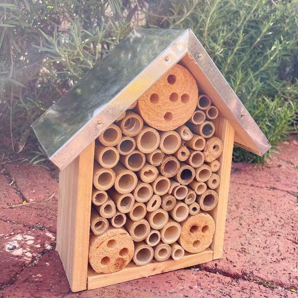 Small Insect Hotel, Natural Finish with Zinc Roof