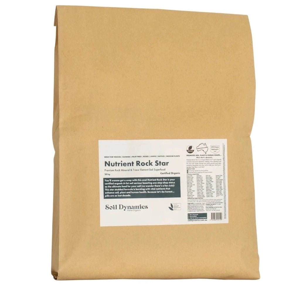 Nutrient Rock Star 20kg Premium Rock Minerals from Soil Dynamics, Urban Revolution.