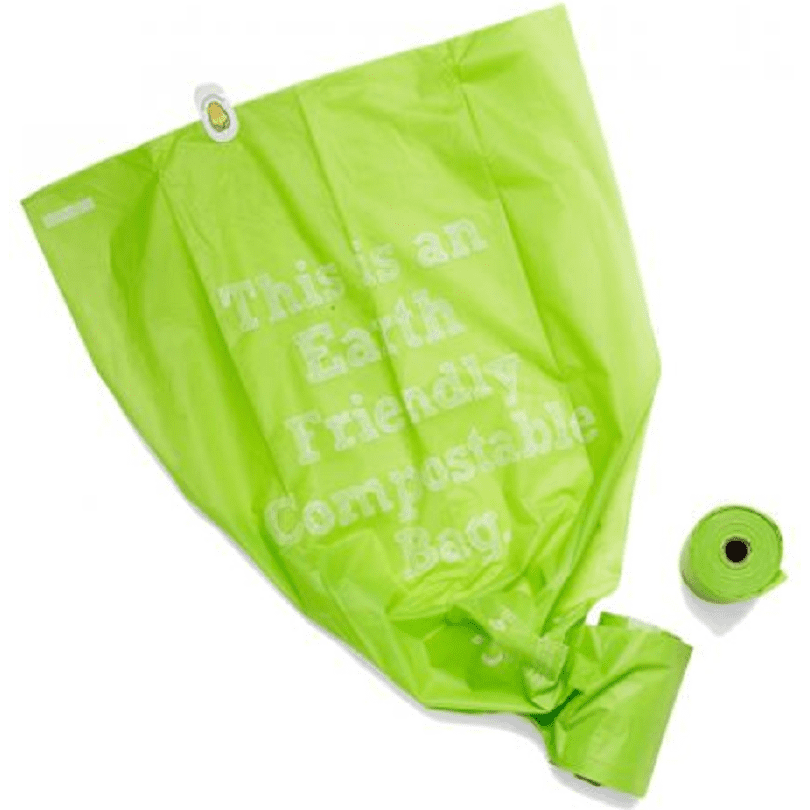 Two Rolls of Onya Dog Waste Disposal Bags, with a Single Bag Unfurled.