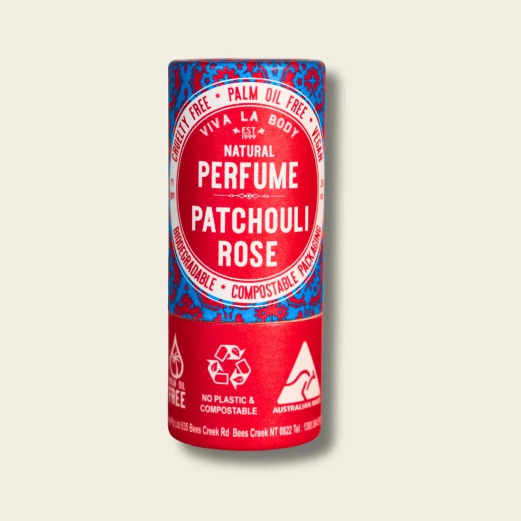 Patchouli Rose Natural Perfume Stick in Compostable Tube from Viva La Body, Urban Revolution.