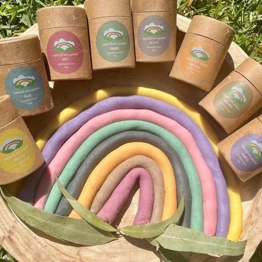 Playdough Rainbow with Natural Paint Powder Pots