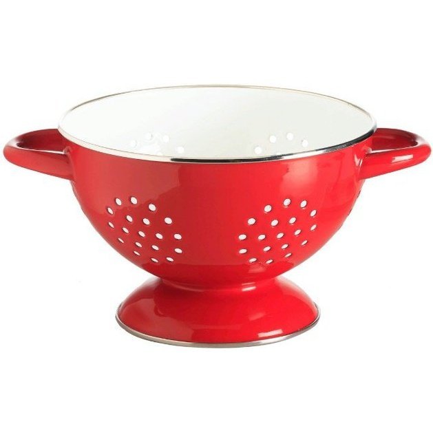Porcelain Enamel Colander from RetroKitchen, in Red And White