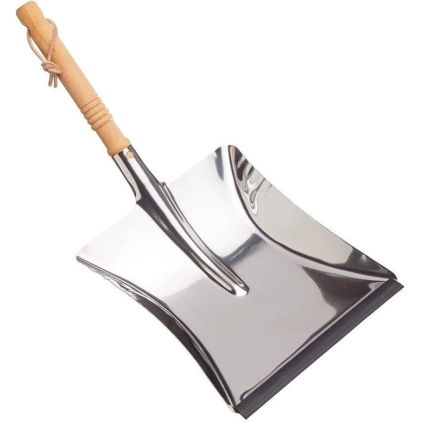 less Steel Dust Pan from Redecker, with Turned Wood Handle