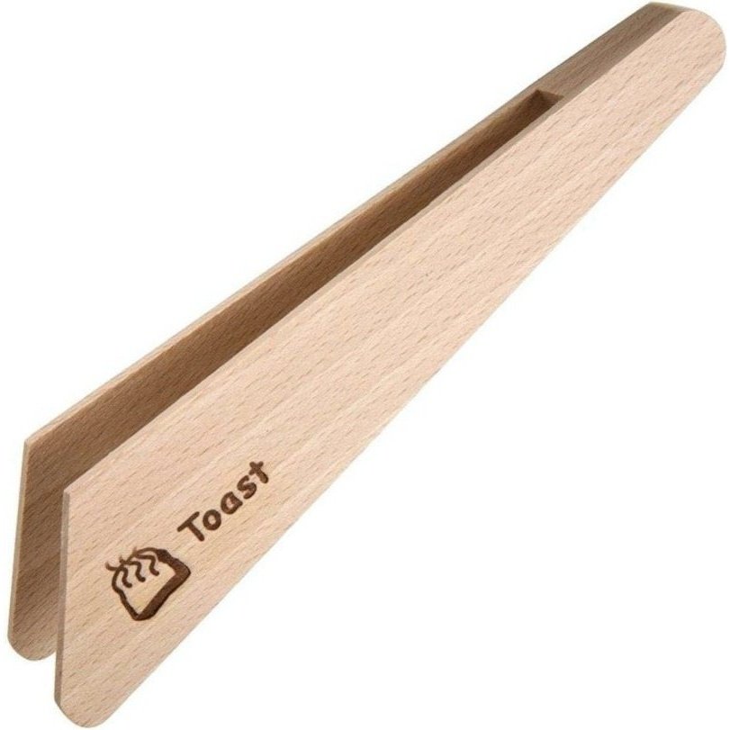 Untreated Beechwood Toast Tongs from Redecker, Holding Toast
