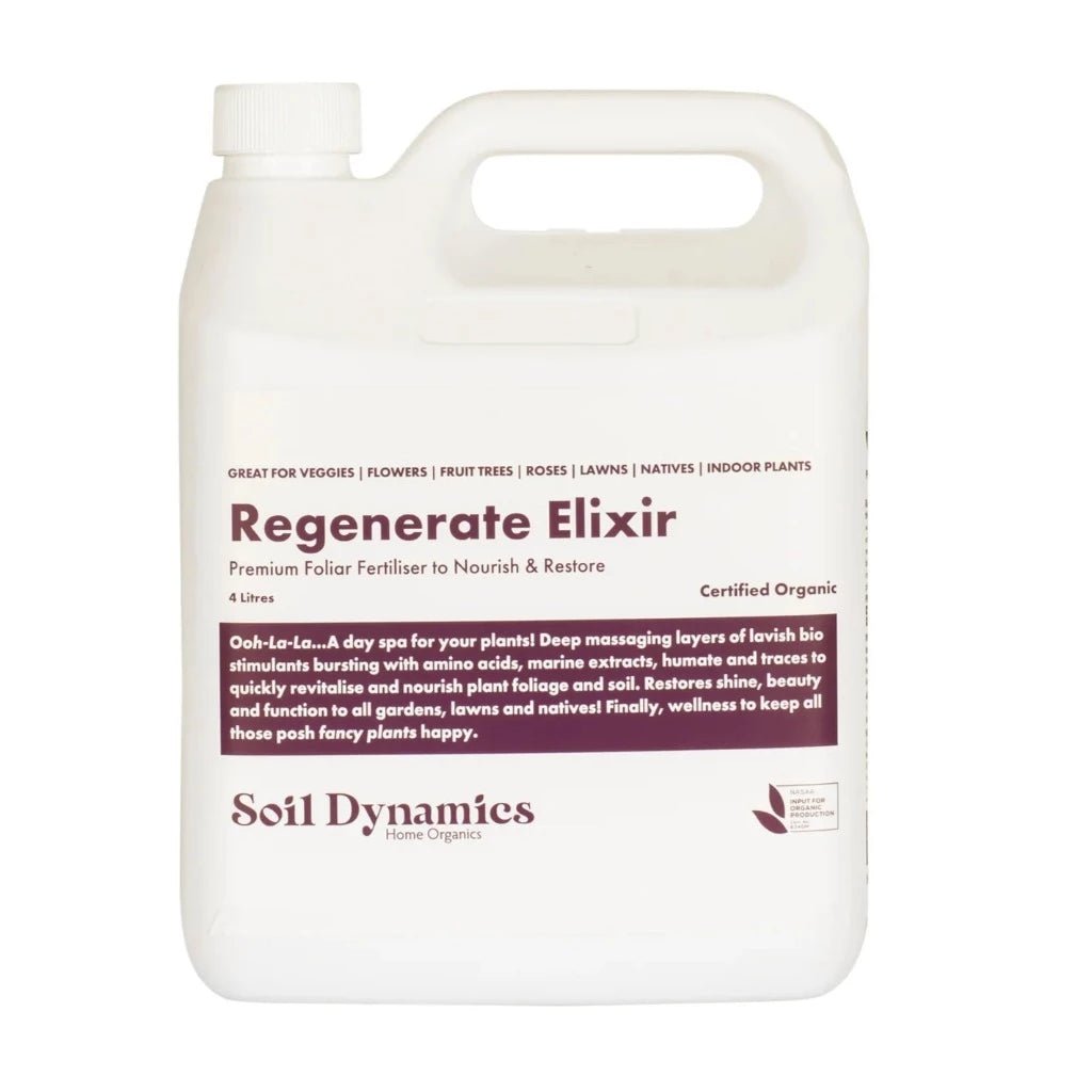Regenerate Elixir 4L Premium Foliar Fertilliser from Soil Dynamics, Urban Revolution.