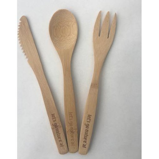 Reusable Bamboo Spoon, Knife, Fork