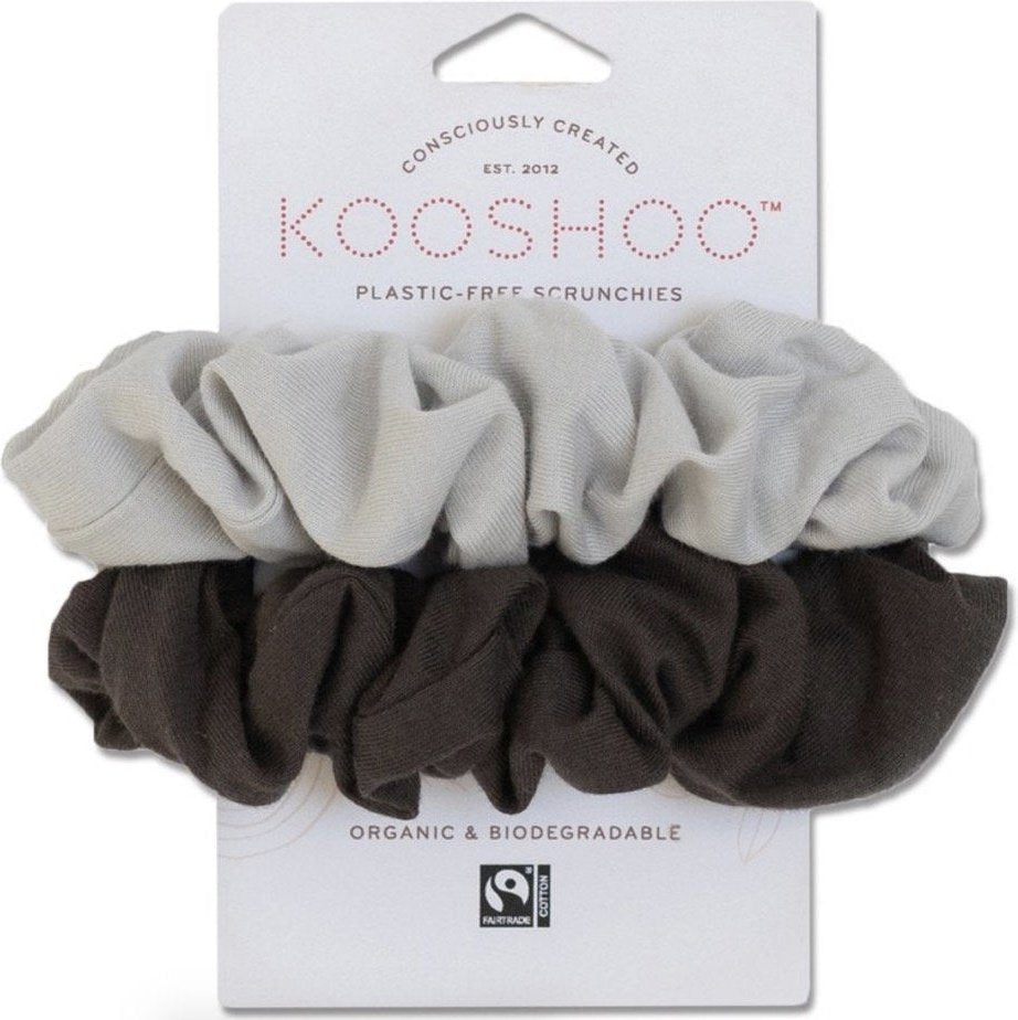 Organic Cotton Scrunchies from KOOSHOO, in Moon Grey and Shadow Black