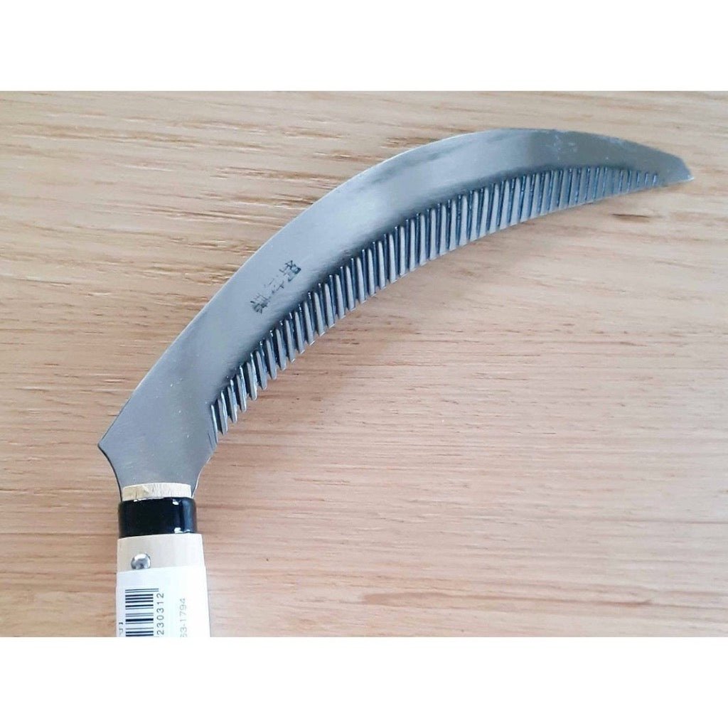 Serrated Blade of the Takemoto Japanese Grass Sickle from Shogun Tools.