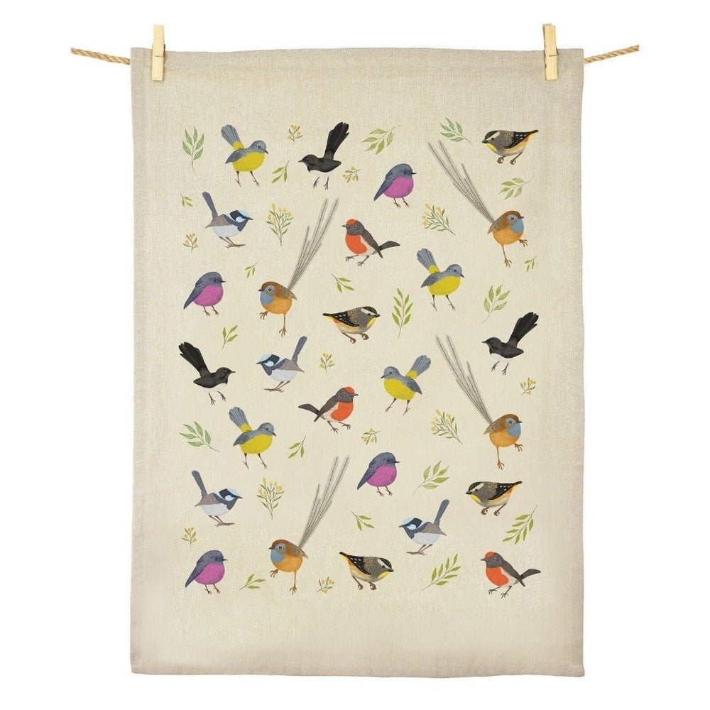 Earth Greetings 100% Organic Cotton Tea Towels - Little Birdies.