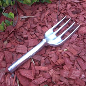 Australian Made Solid Aluminium Garden Fork on Mulch, Urban Revolution.