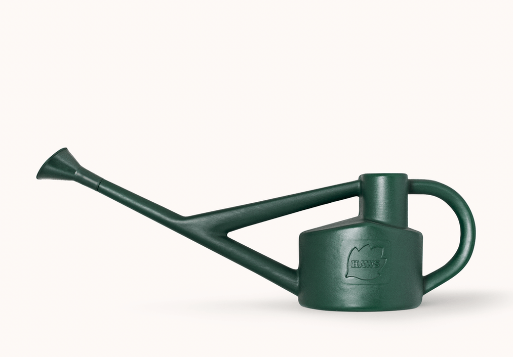 The "Sutton Splash" 4 Pint Recycled Plastic Watering Can from Haws in Dark Green.