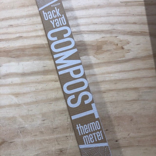 Close view of compost thermometer packaging