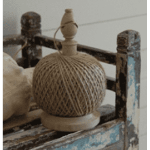 Wooden Twine Stand With Cutter, Natural Twine