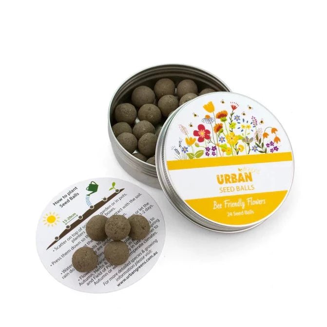 Urban Greens Seed Balls in Open Metal Tin with Instructions - Bee Friendly