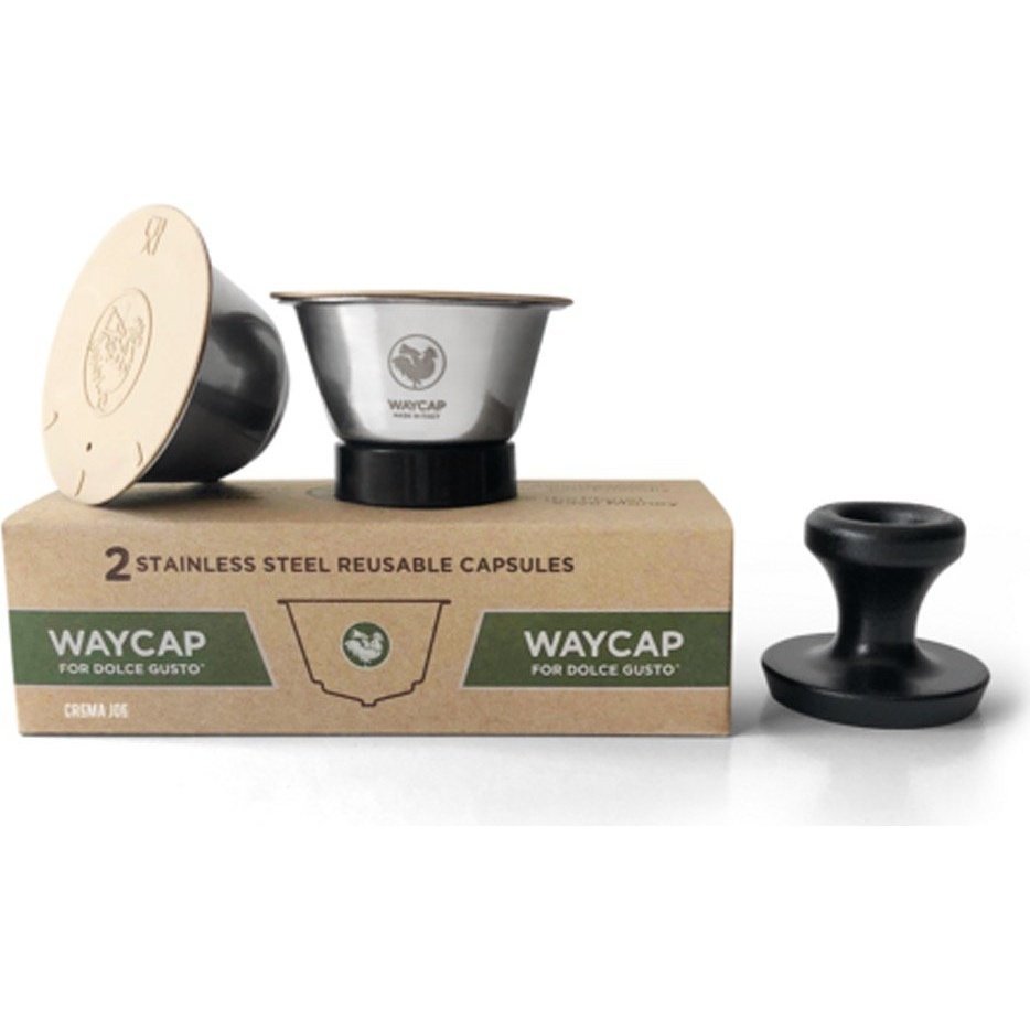 WayCap for Dolce Gusto Stainless Steel Reusable Capsules with Tamper and Packaging