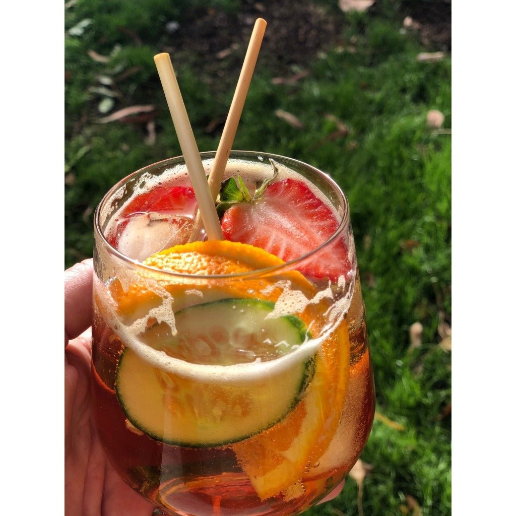 Compostable Wheat Drinking Straws in Fruit Drink