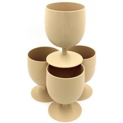 Set of 4 Bamboo Goblets from EcoSoulLife in Almond
