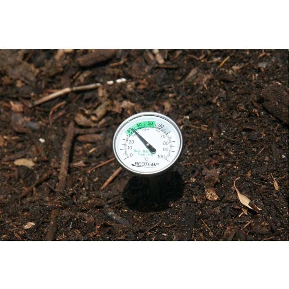 Compost thermometer in soil