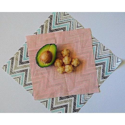 Two Vegan Food Wraps from The Family Hub, with Wax Blocks and an Avocado