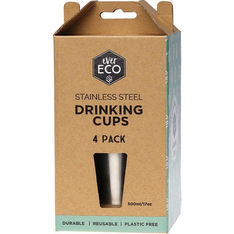 Ever Eco Ever Eco Stainless Steel Drinking Cups - 4 x 500ml Eco Home Products, Waste minimisation
