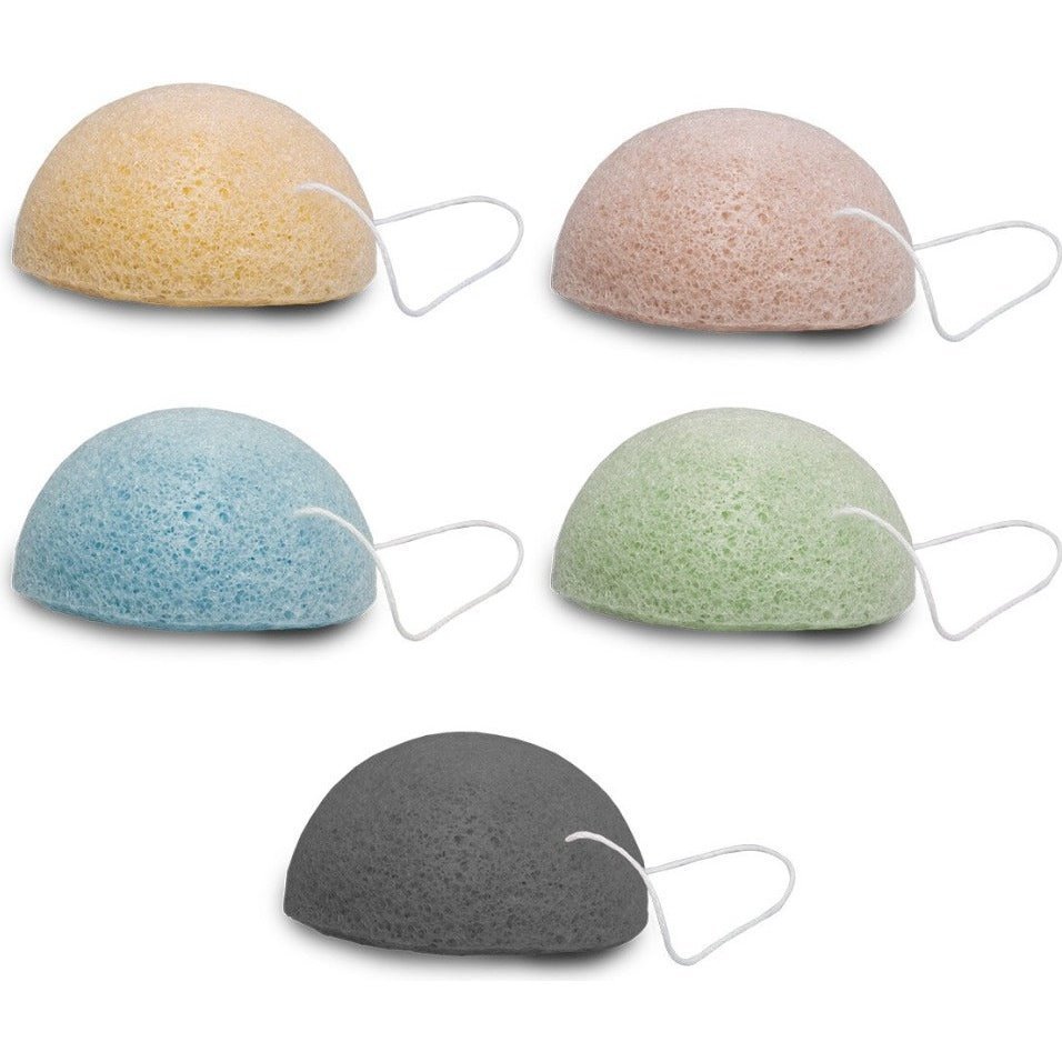 Natural Konjac Sponges in Charcoal, Pink Clay, Tumeric and Blueberry