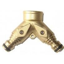 Ryset Ryset Brass Dual Tap Outlet with Shut-Off Valves Garden