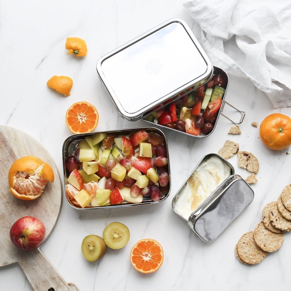 Ever Eco Bento Stackable Snack Box | Stainless steel | 2 Tier + Mini C ...