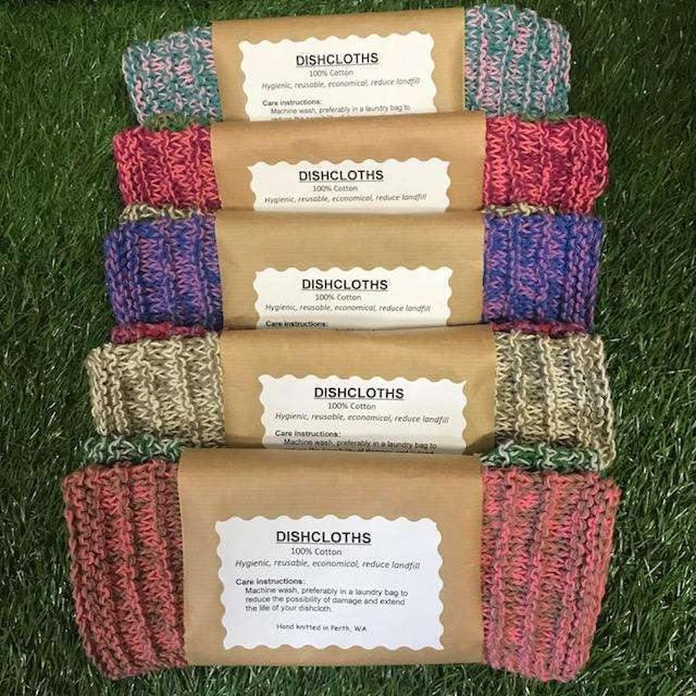 100% Cotton Knitted Dish Cloths - 2 Pack