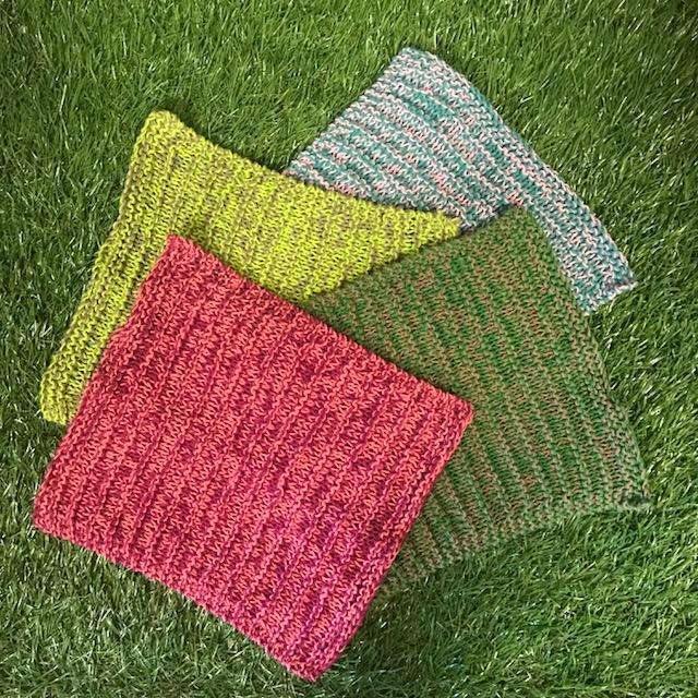 100% Cotton Knitted Dish Cloths - 2 Pack
