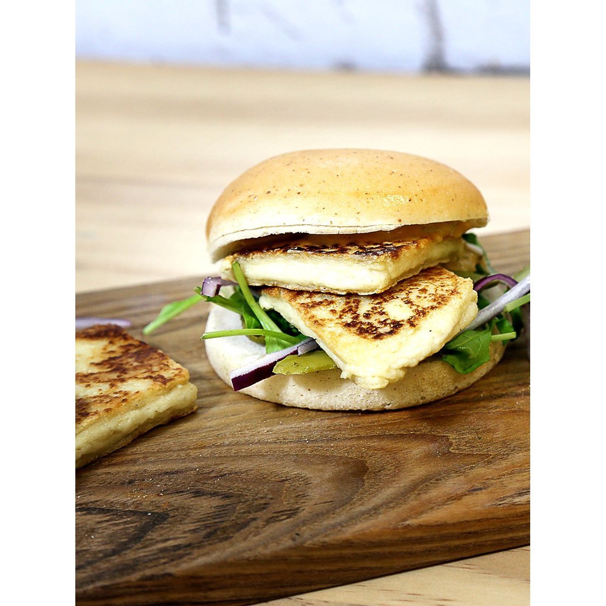 A Burger with Halloumi, Made with the Vegan Cheese Kit from Mad Millie